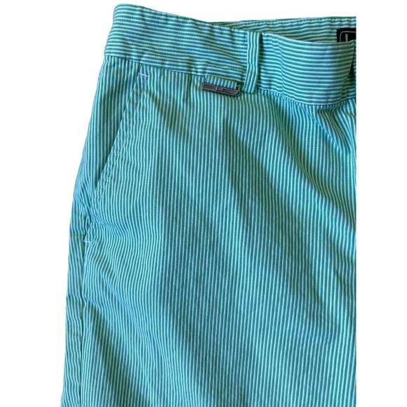 Lauren Ralph Lauren Active Bermuda Shorts Womens 10 Green White Seersucker Prepp - Picture 2 of 8